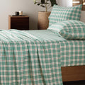 Green Checkered Sheets, Plaid Patterned, Deep Pocket 4pc