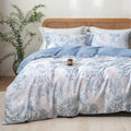 Blue Paisley Floral Duvet Cover Set 3pcs for All Season Queen