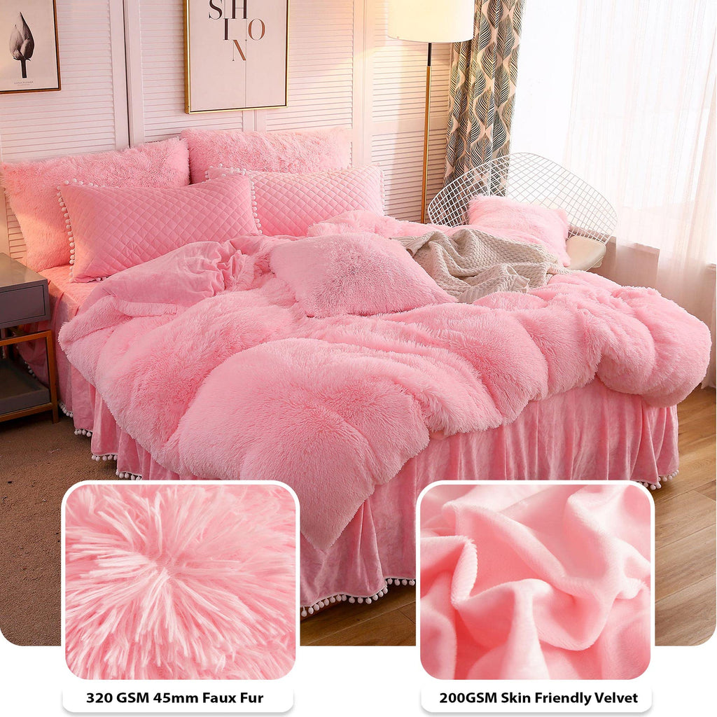 Luxury Plush Shaggy Duvet Cover Set, Ultra Soft Velvet Fluffy Furry Duvet Cover Set(1 Faux Fur Fuzzy Comforter Cover