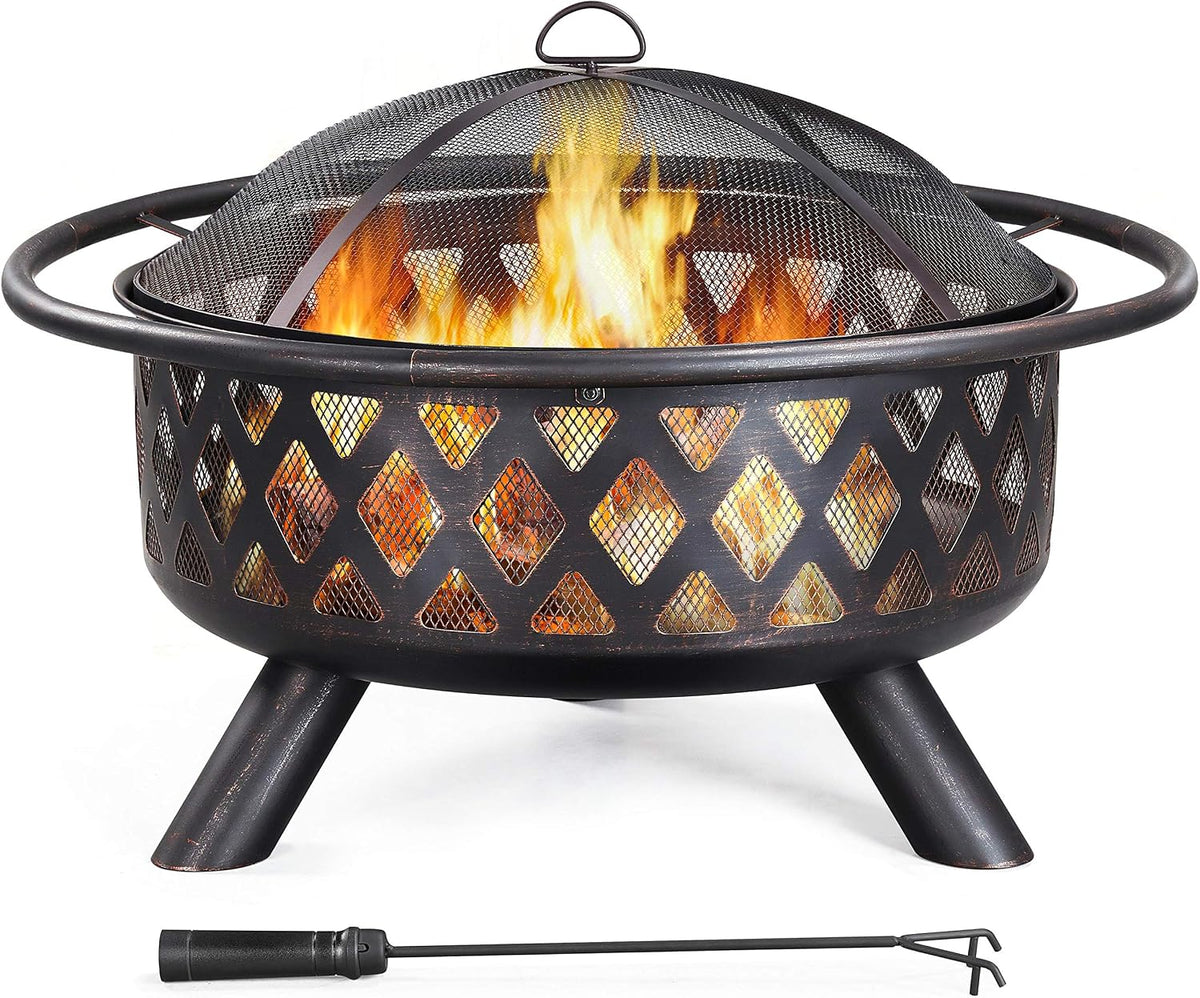 36-Inch Large Wood Burning Fire Bowl for Backyard Gatherings