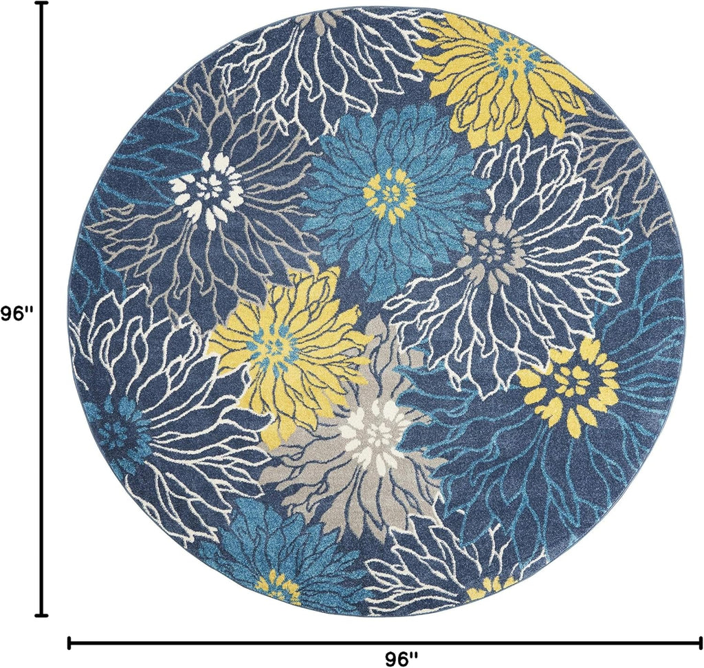 Home Passion Blue 8' x Round Area Rug - Easy Clean, Non Shedding, Bed Room, Living Room, Dining Room, Kitchen (8' x
