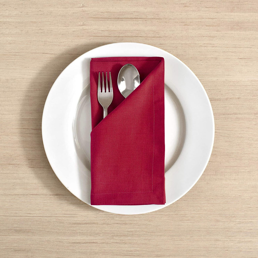 Cloth Napkin, 100% Cotton, Set of 12, 18x18 inch, Tango Red