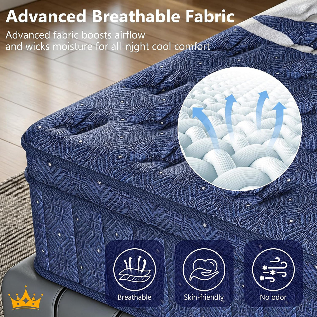 Full Mattress Crown Hybrid Mattress in a Box Medium Firm Mattress 14 I