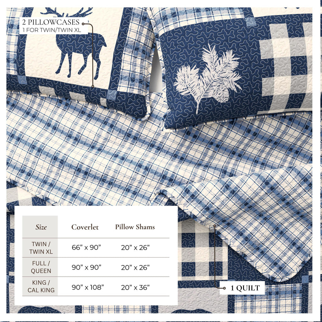 Lodge Quilt Set - 2-Piece Size Rustic Bedding Set - Lightweight