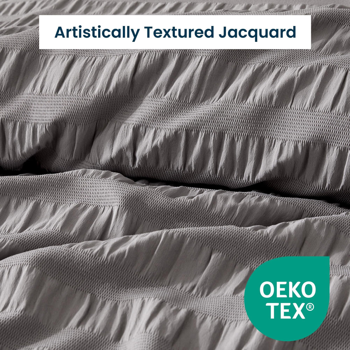 Seersucker Duvet Cover Set, 2 Pieces Boho Bedding Set for All Season 1 Durable and Soft Duvet Cover with 1