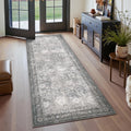 Runner Rug, Washable Non Slip Low Pile Kitchen Runner, Soft Boho Modern Rug s, Bedroom, Distressed Grey