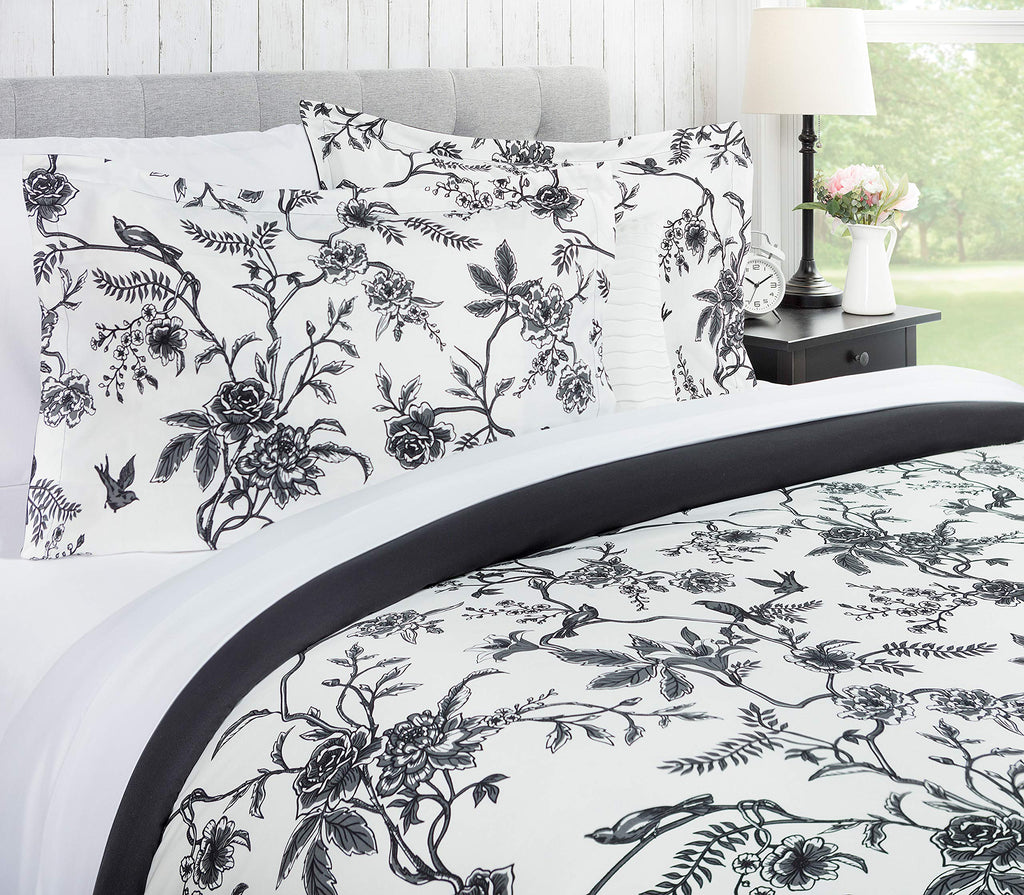 Premium French Toile Cover Set - Duvet Cover (90" x 90") & 2 Pillow Shams (20" x 26") - 3-Piece Set