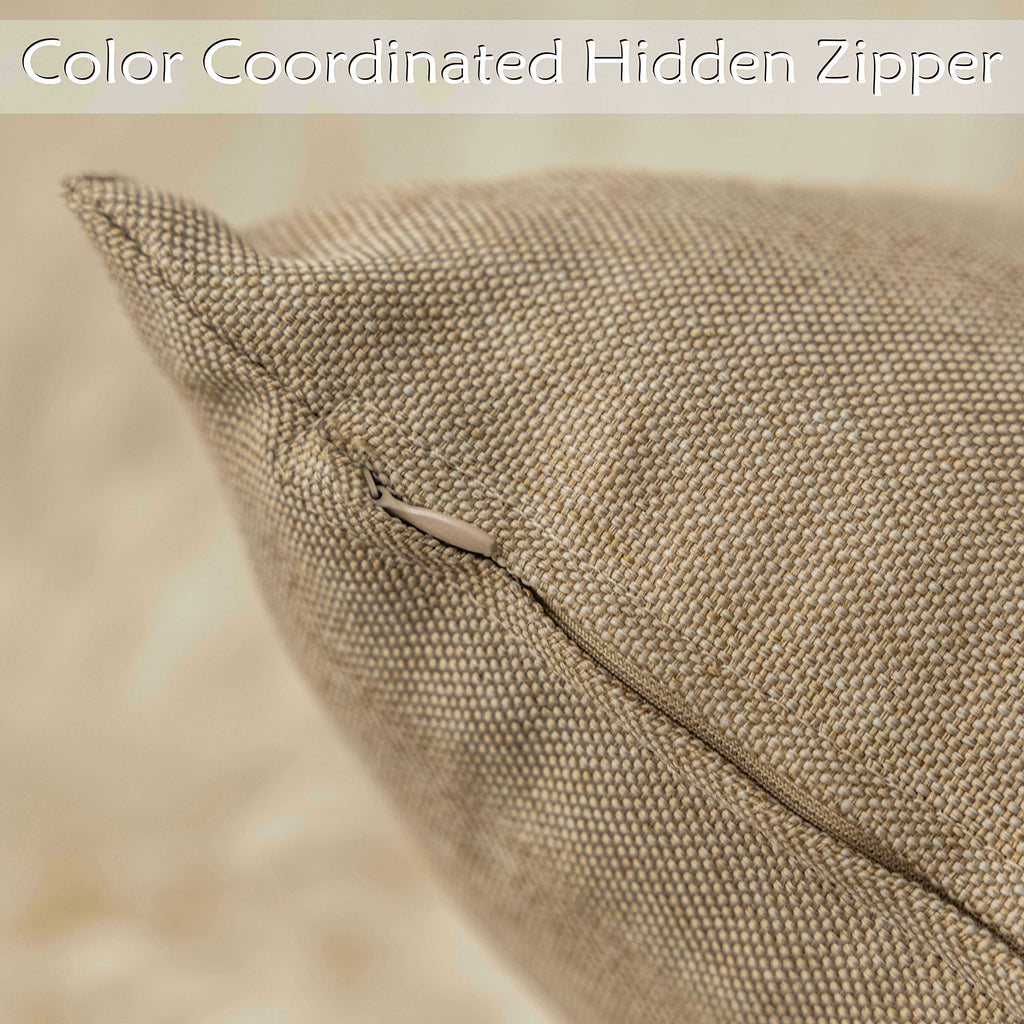 Patio Pillows Outdoor Waterproof Set of 4 Throw Pillow Covers, 18x18 inch, 45x45 cm, Pack of 4, Linen