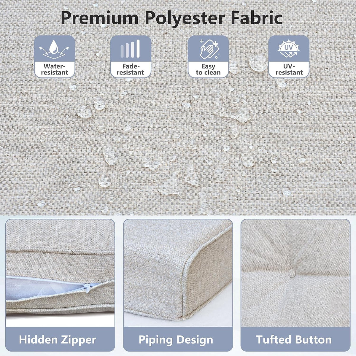 Outdoor Deep Seat Cushions Set 22 x 24 Inch, Waterproof UV-Resistant Patio Chair Cushions, Outdoor Furniture