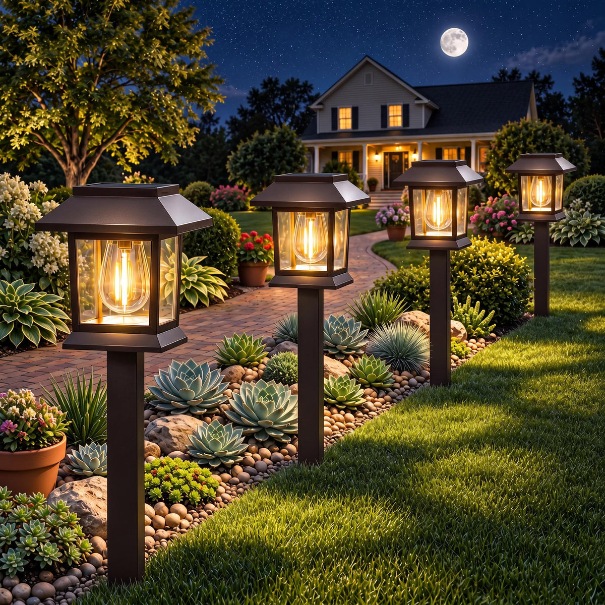 Solar Outdoor Lights, 12 Pack Solar Pathway Lights Waterproof, Landscape Lighting for Path Walkway Lawn Garden Yard