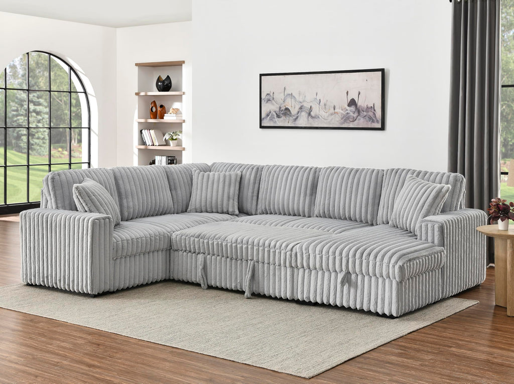 122 Inch Oversized Sectional Sleeper Sofa with PullOut Bed, U Shape