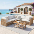 Outdoor Sectional 6-Seater Large Luxury Patio Furniture Set Modular L-Shaped Outdoor Furniture with Thick Cushion All