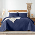 Quilt Bedding Set, Navy Blue Ultrasonic Quilt Set Reversible Microfiber Bedspread, Lightweight Soft