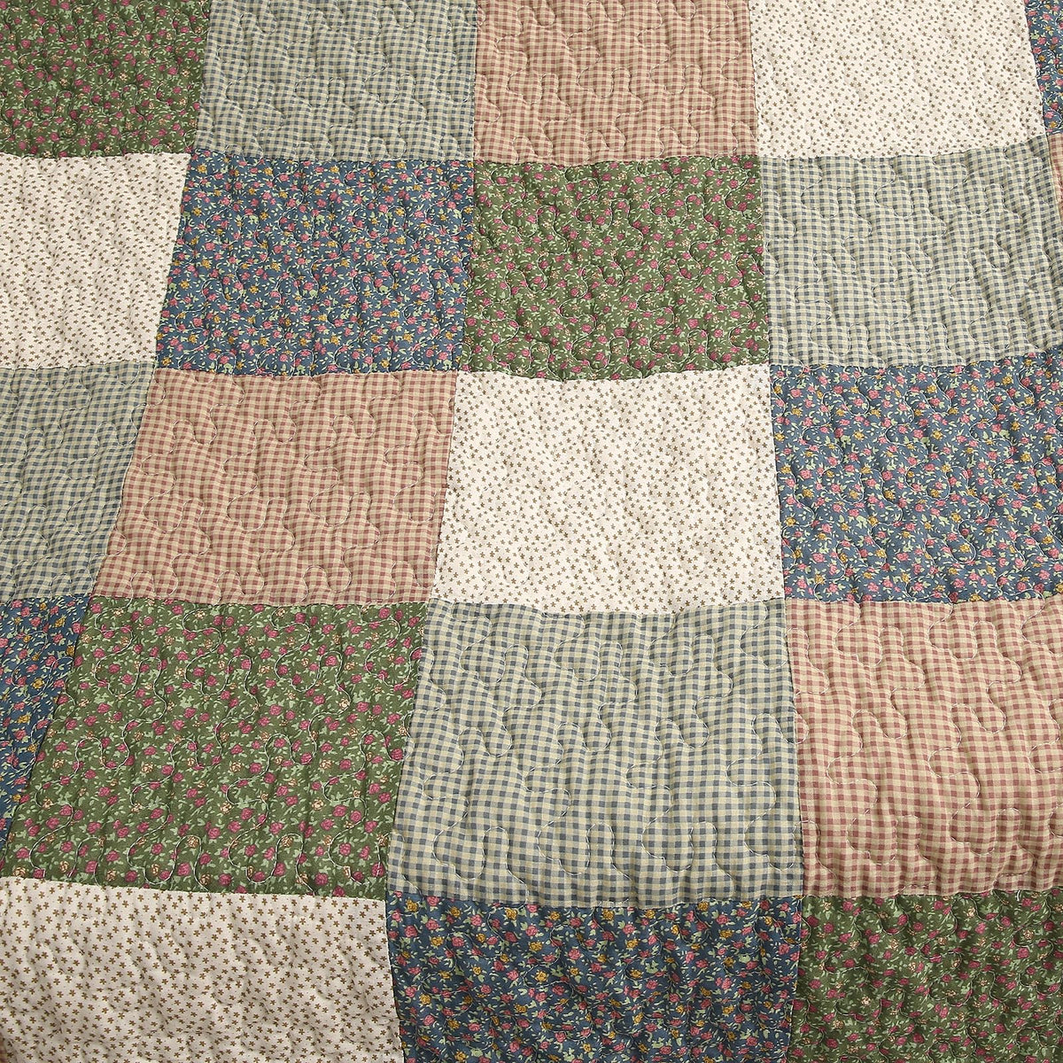 Patchwork Cotton Quilted Throw Blanket (Blue, 50"x60")