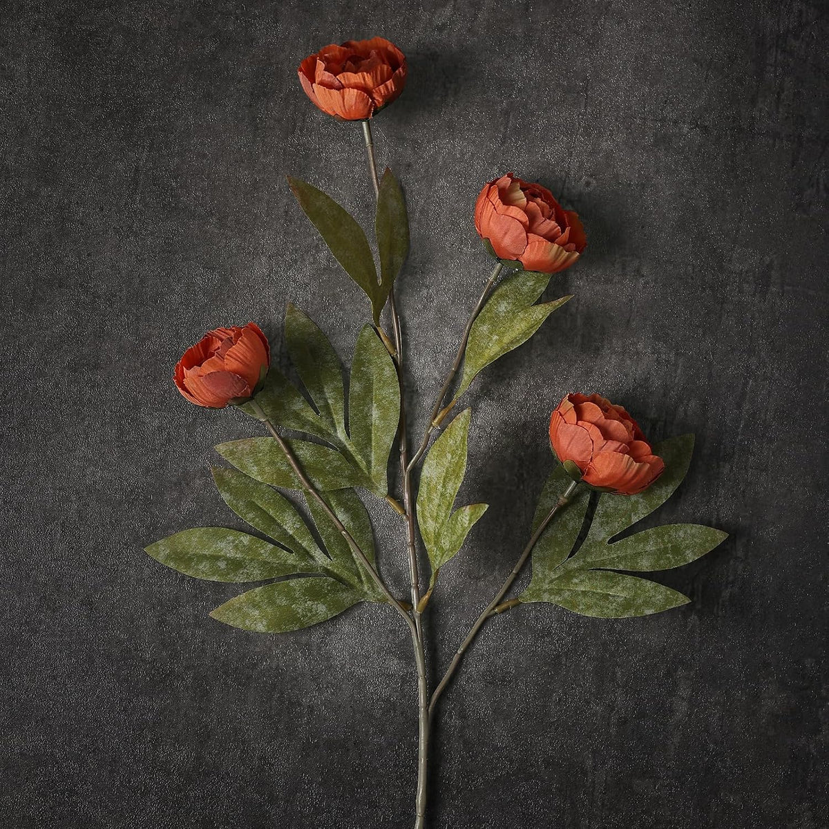 27" Faux Silk Peony Artificial Fall Flowers Stems for Vase (Orange) - Set of 6