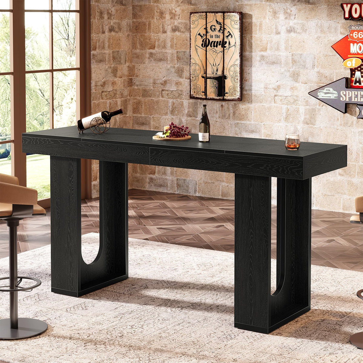 70.9-Inch Extra Long Bar Table, Modern Counter Height Pub Table, Rectangular Home Coffee Bar Unit with Sturdy Legs
