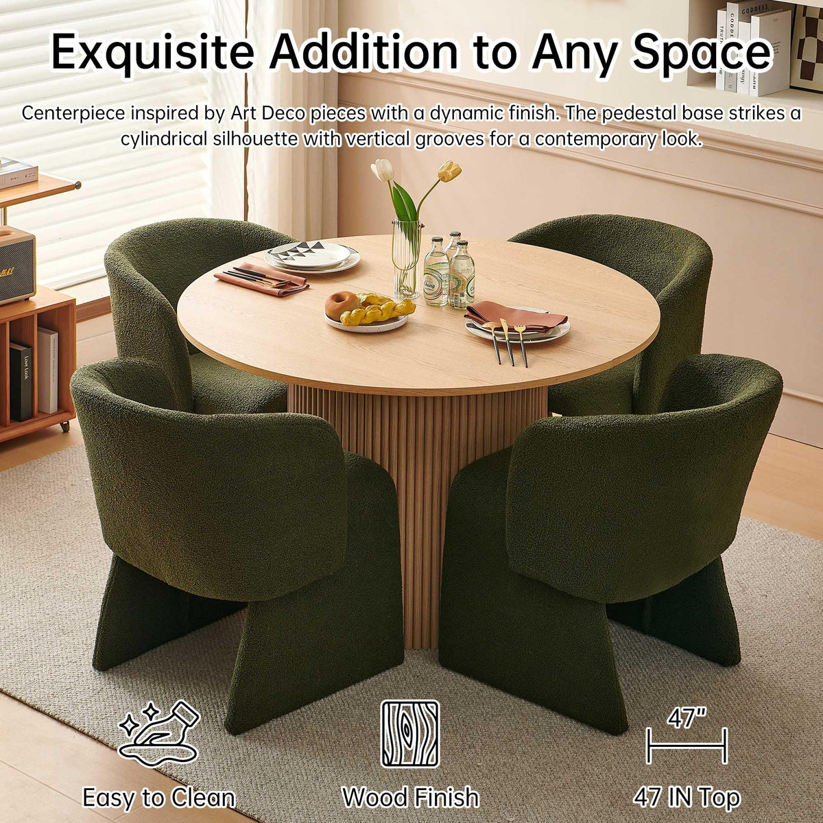 47-Inch 5-Piece Round Dining Table Set for 4
