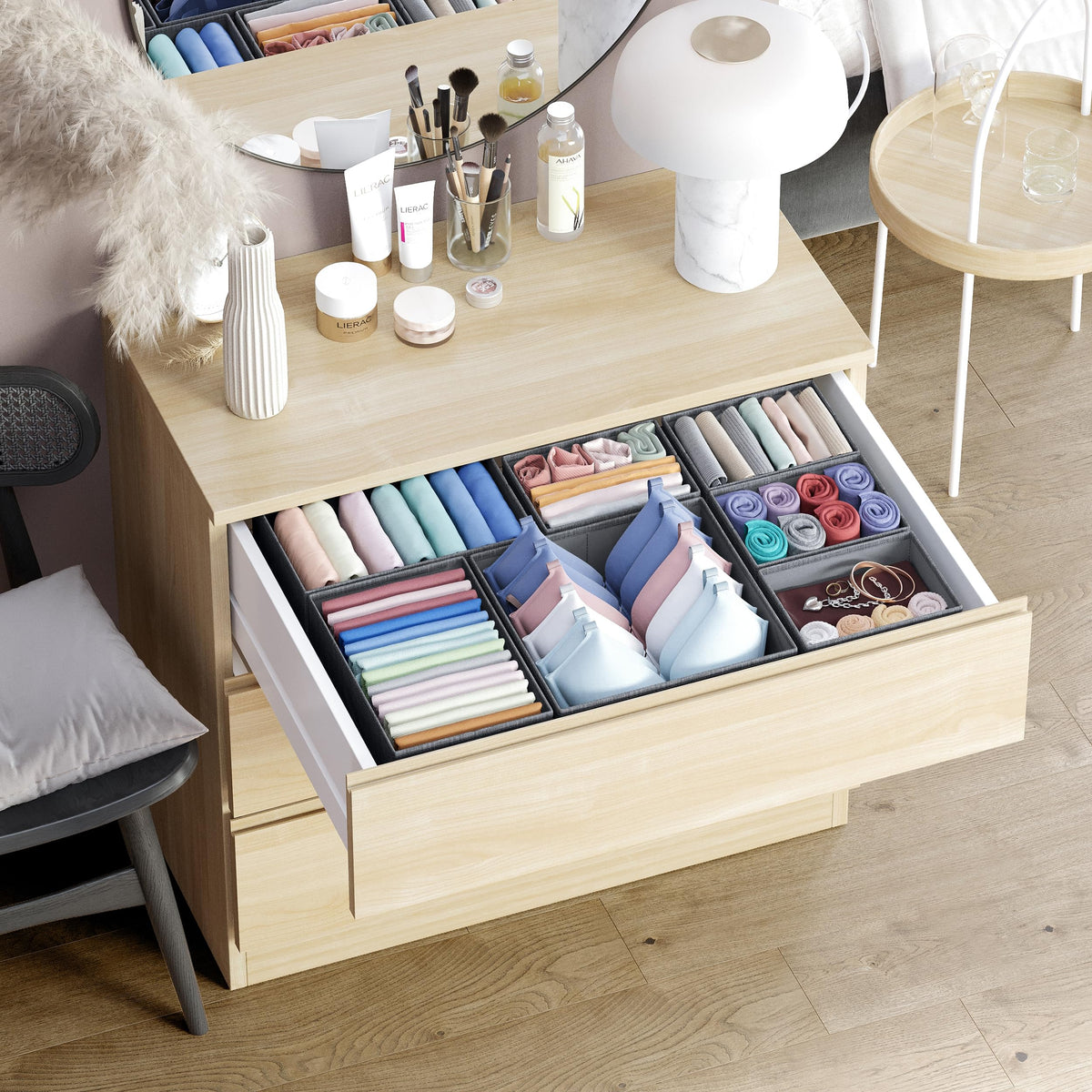 Drawer Organizer Set of 12 Dark Grey - Nursery, Bedroom, Closet Organizer & Storage