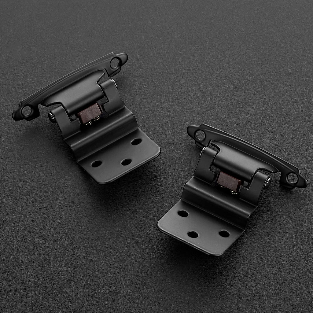 Black Kitchen Cabinet Hinges, 3/8 Inch Inset, 60 Pack