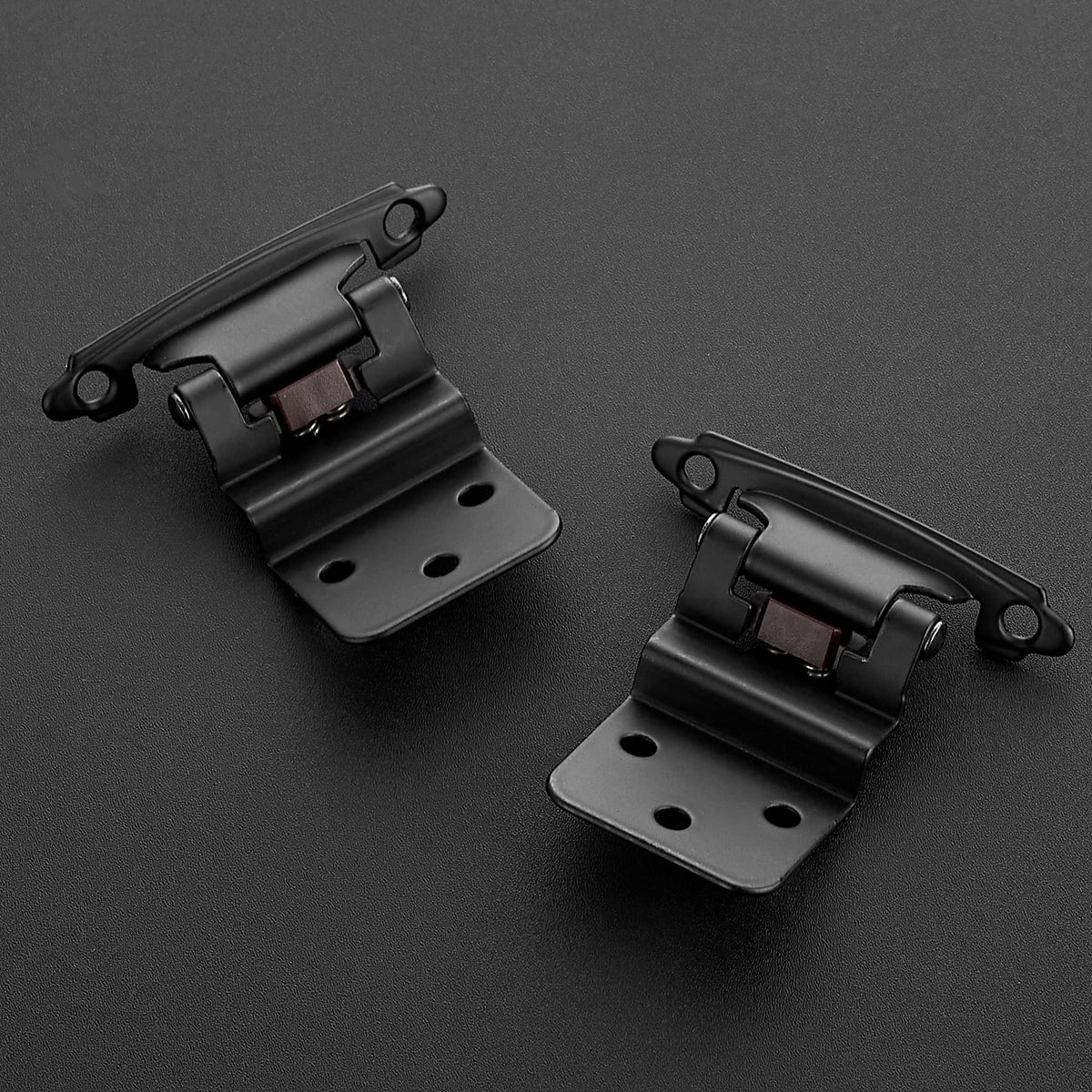 Black Kitchen Cabinet Hinges, 3/8 Inch Inset, 60 Pack