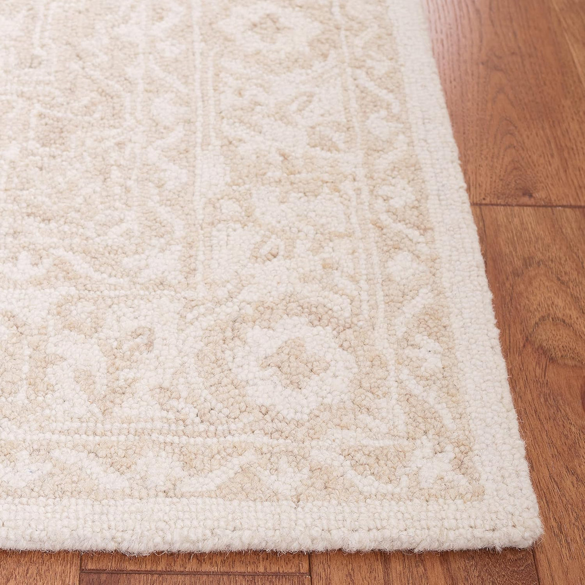 Area Rug - Metro - Large - Beige & Ivory, Handmade Wool, Oriental Medallion Design