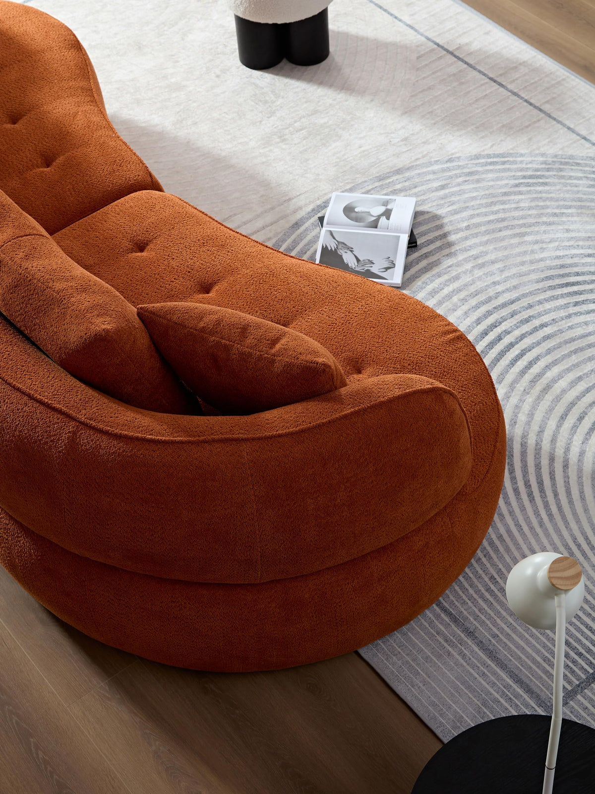 109''Curved Sectional Sofa, Boucle Fabric Sectional Sofa Couch, Fabric Upholstery Couch for with Pillows