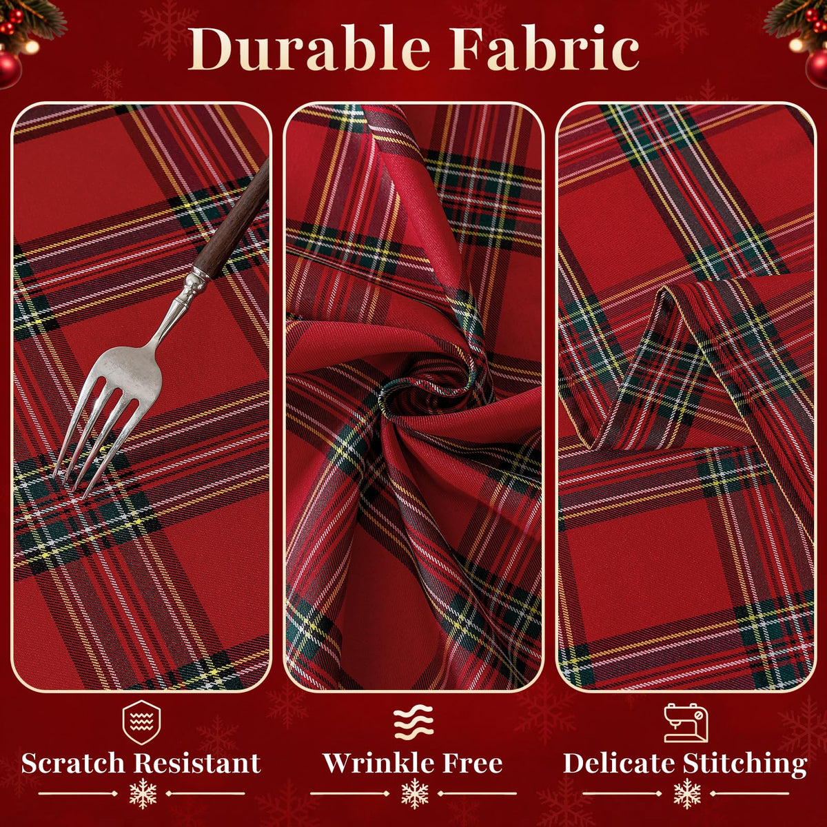 Christmas Checkered Tablecloth Rectangle Christmas Tablecloth Washable