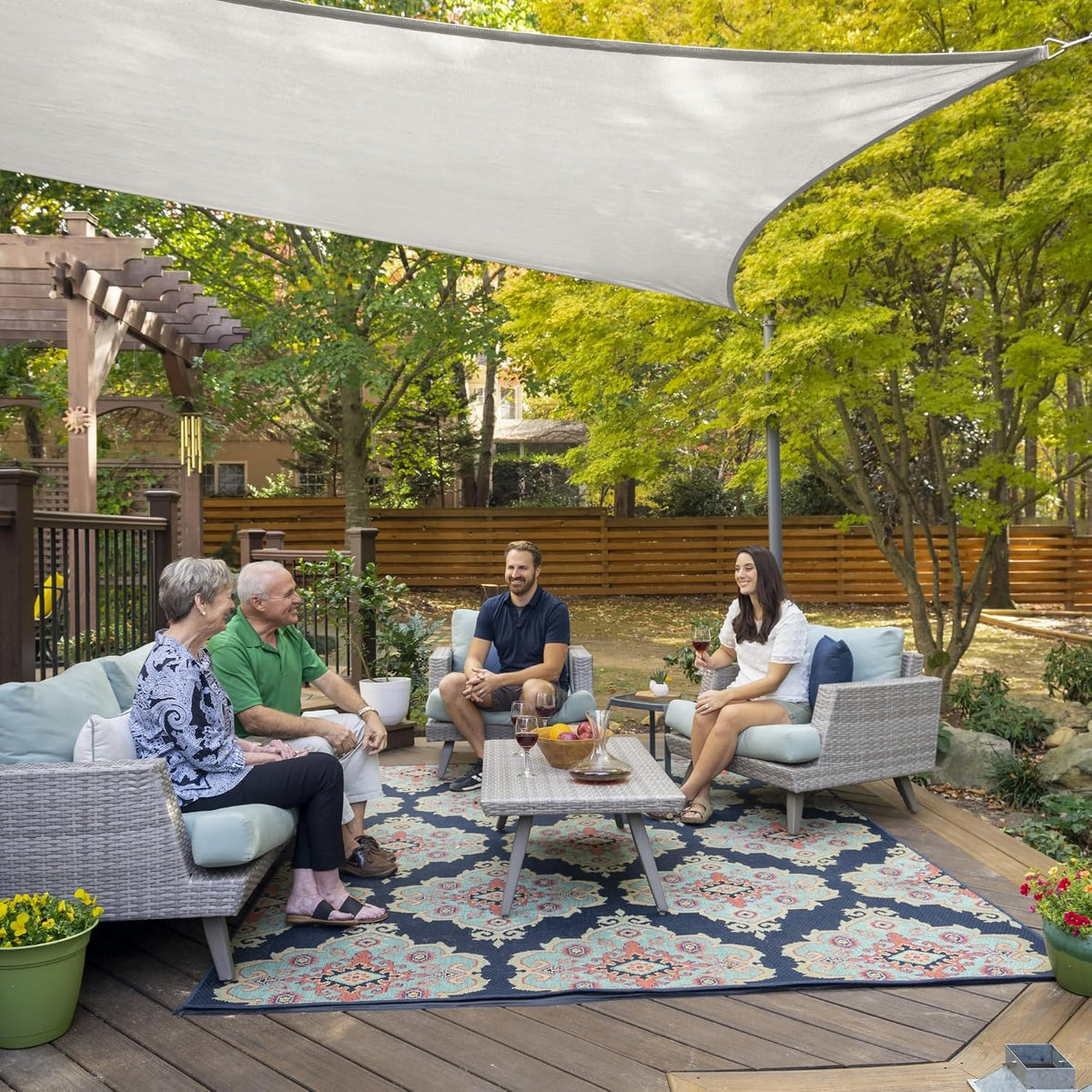 Premium Shade Sail Kit - 95% UV Block Commercial-Grade Luxe Matte Finish Sun Shade with Stainless Steel Hardware for