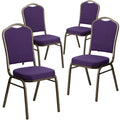 Hercules Crown Back Stackable Banquet Chair, Gold, 4-Pack