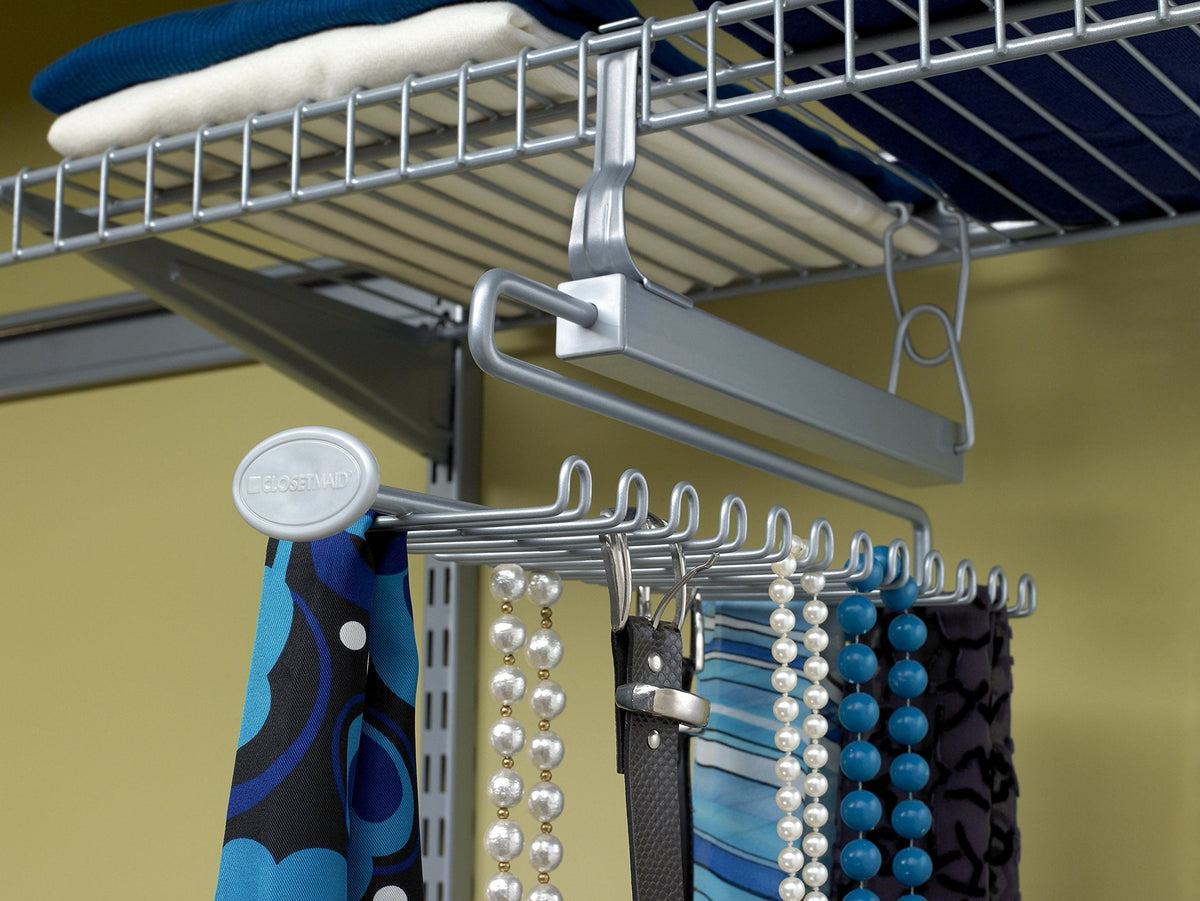 Sliding Tie and Belt Rack for Wire Shelving