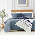 Dusty Blue Quilt Bedding Set, California Lightweight Soft Bedspread