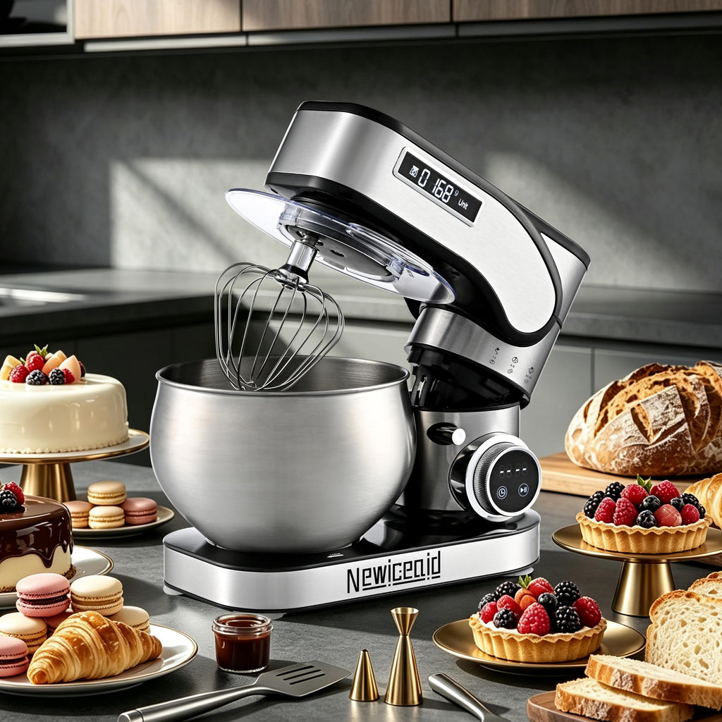 Stainless Steel 12-Speed 5.3QT Stand Mixer w/Scale & Timer