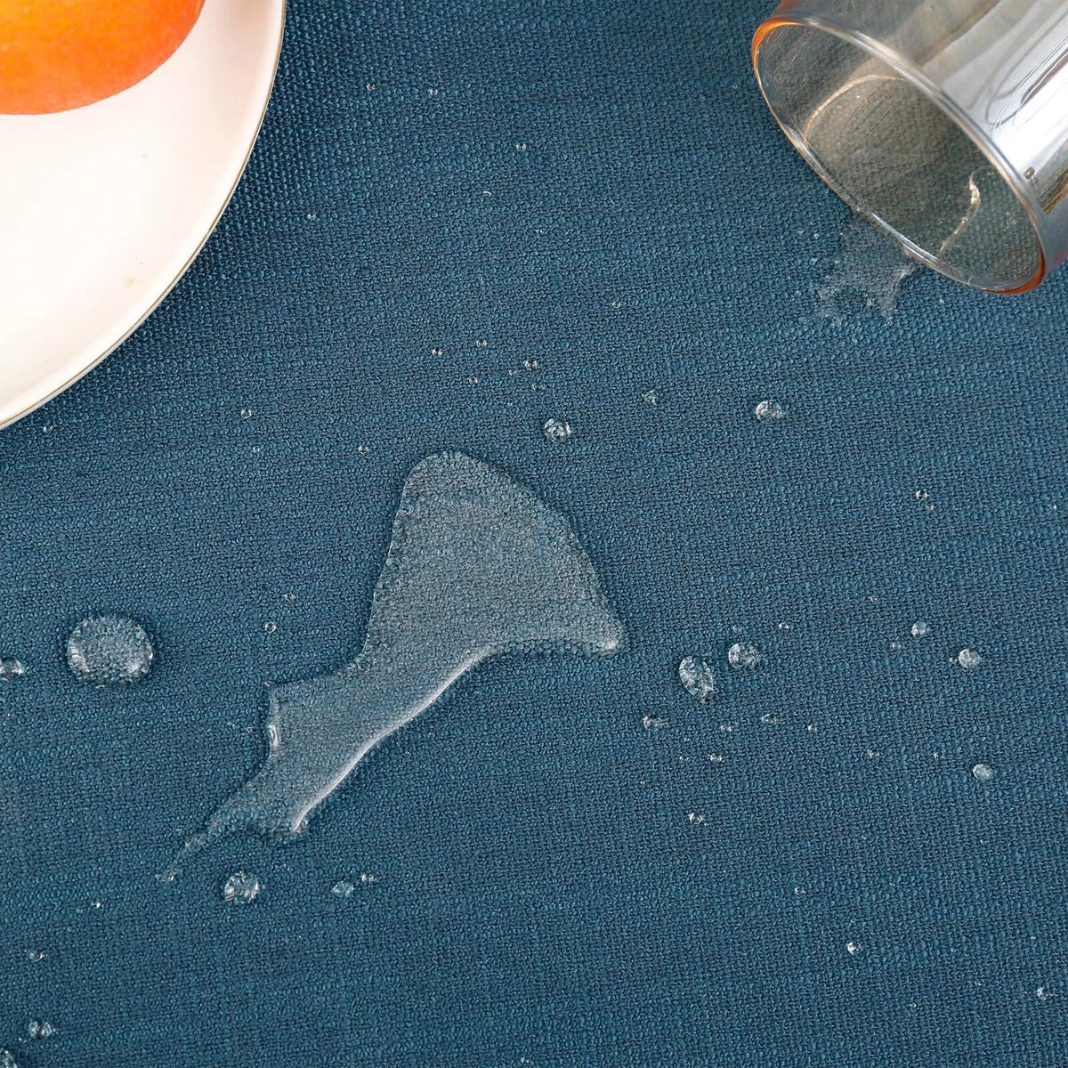 Rectangle Blue Tablecloth 60 x 108 Inch, Linen Textured Waterproof Table Cloth, French Soft Decorative Fabric Table