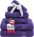 6 Piece Towel Set , 100% Cotton Turkish Bathroom Towels, 2 Bath Towels 2 Hand Towels 2 Washcloths, Purple