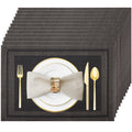Black Gold Vinyl Placemats Set of 12, Heat Resistant Table Placemats