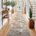 Runner Rug Washable Abstract: Non Slip Hallway Floor Mat Brown/Brick