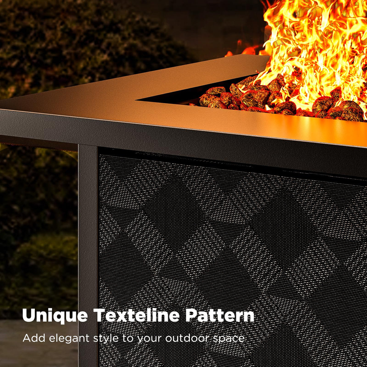 Propane Fire Pits 28′′ Outdoor Gas Fire Pit, 50, 000 BTU Square Fire Pit Table with Lava Rocks, 2-in-1 Fire Table with