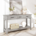 3 Drawers Entryway Table, Farmhouse Wooden Console Table, Grey