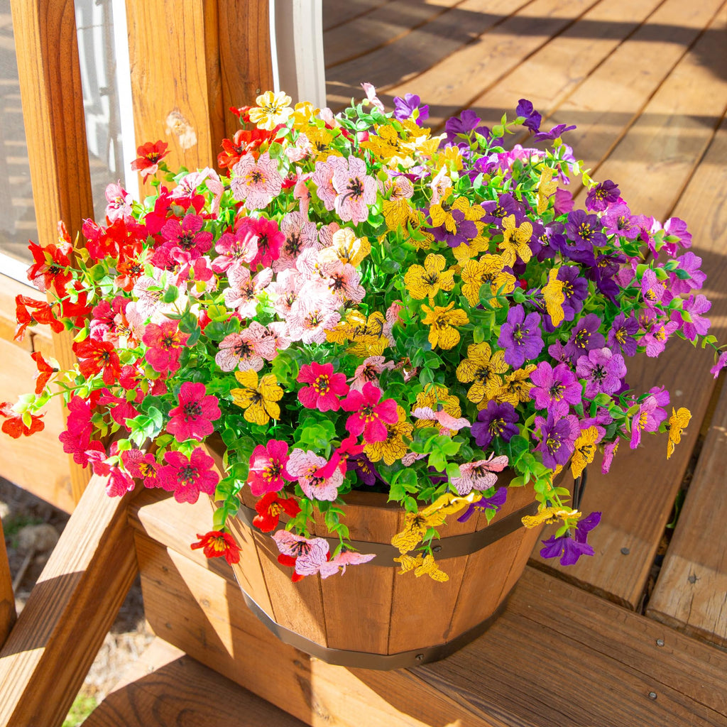 Artificial Flowers for Outdoor Indoor Garden Home Decoration, Faux Flower Daisy with Eucalyptus Leaves Fake Plants