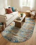 Malibu Collection Rug - 3x5 Oval Multi Low-Pile Rug Perfect s, Large Dining Rooms, Open Floorplans