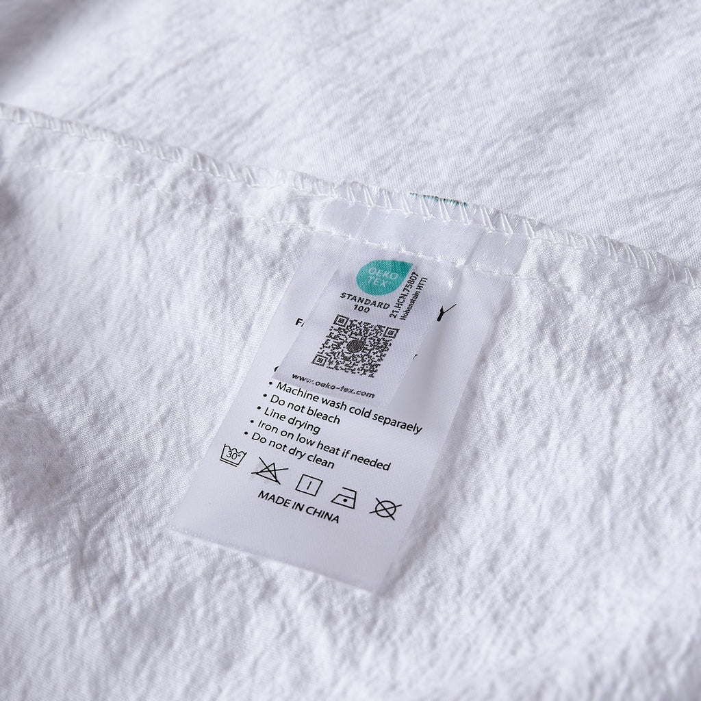 White Jacquard Duvet Cover Set with Zipper Closure, Modern Washed Soft Striped Bedding, Textured