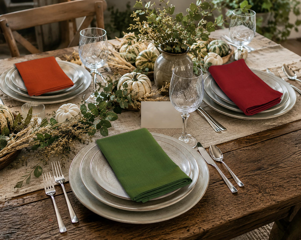 Harvest Cloth Napkins - Set of 12 Pure Cotton Dinner Napkins