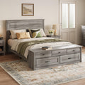 Storage Bed Frame Bedframe with Drawers, Rustic Grey