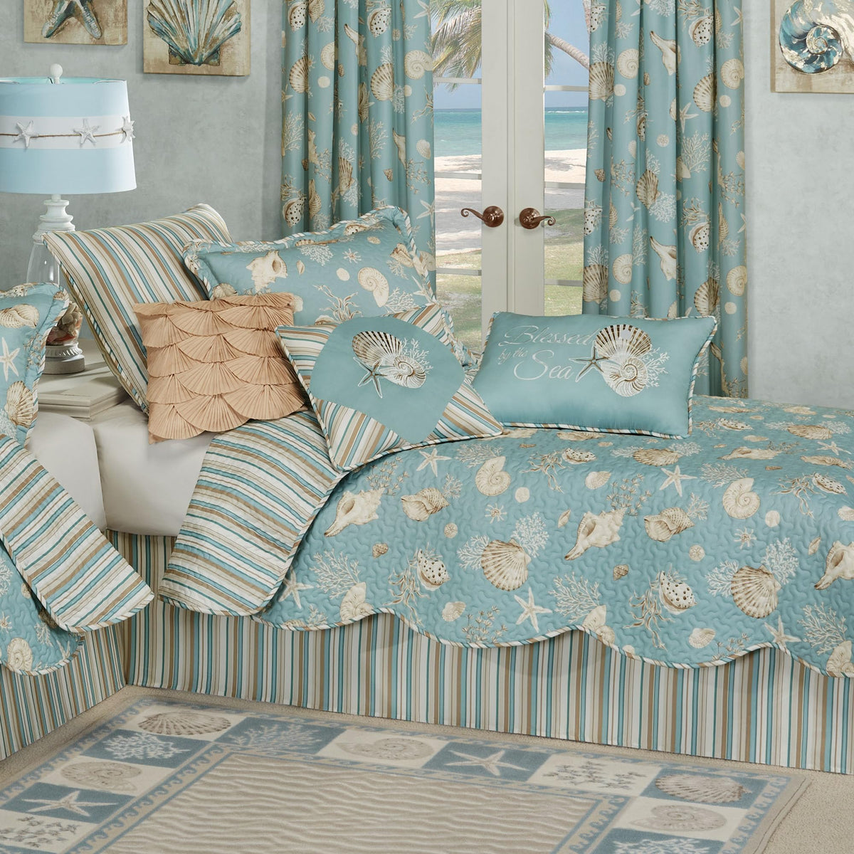Seabreeze Coastal Beach Bedding, Quilt, 6 Pc Set