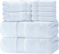 Luxury White Bath Towel Set of 8 Pieces - 100% Turkish Cotton 700 GSM Highly Absorbent Towels , 2 Bath Towels, 2 Hand
