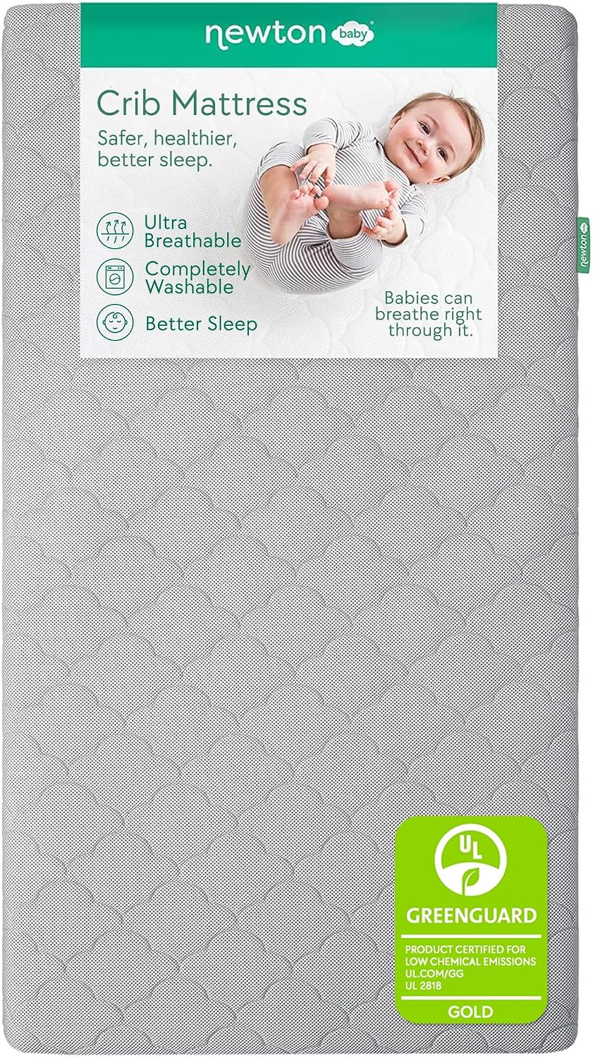 Waterproof Crib Mattress, Breathable & Washable - Grey