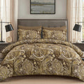 Brown Paisley Comforter Set Queen Size 7 Piece Bed in a Bag