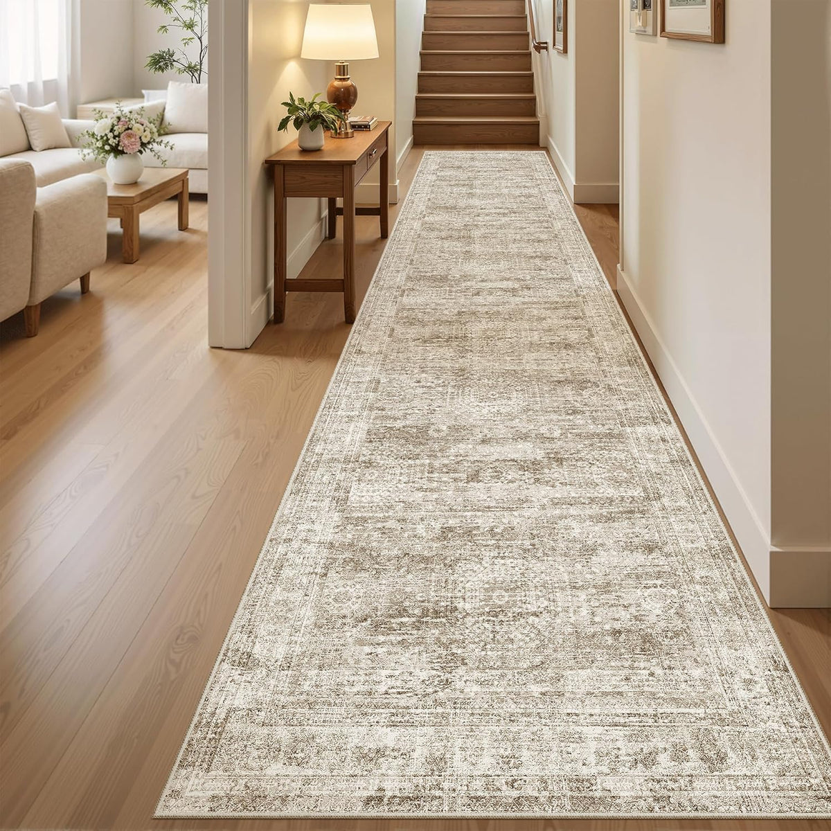 Hallway Runner Rug Non-Slip Runners Brown
