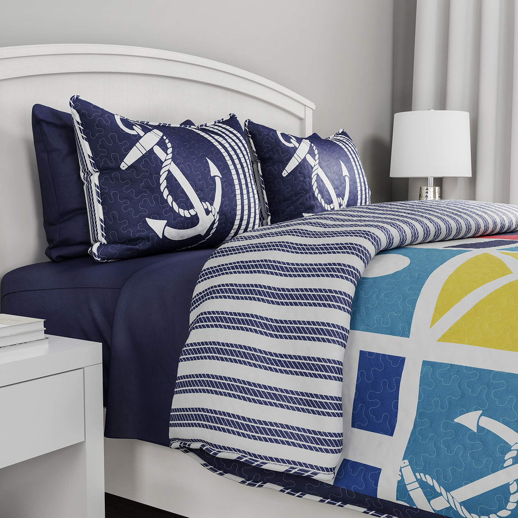 Coastal-Themed Twin Quilt Set, 2-Piece-Set