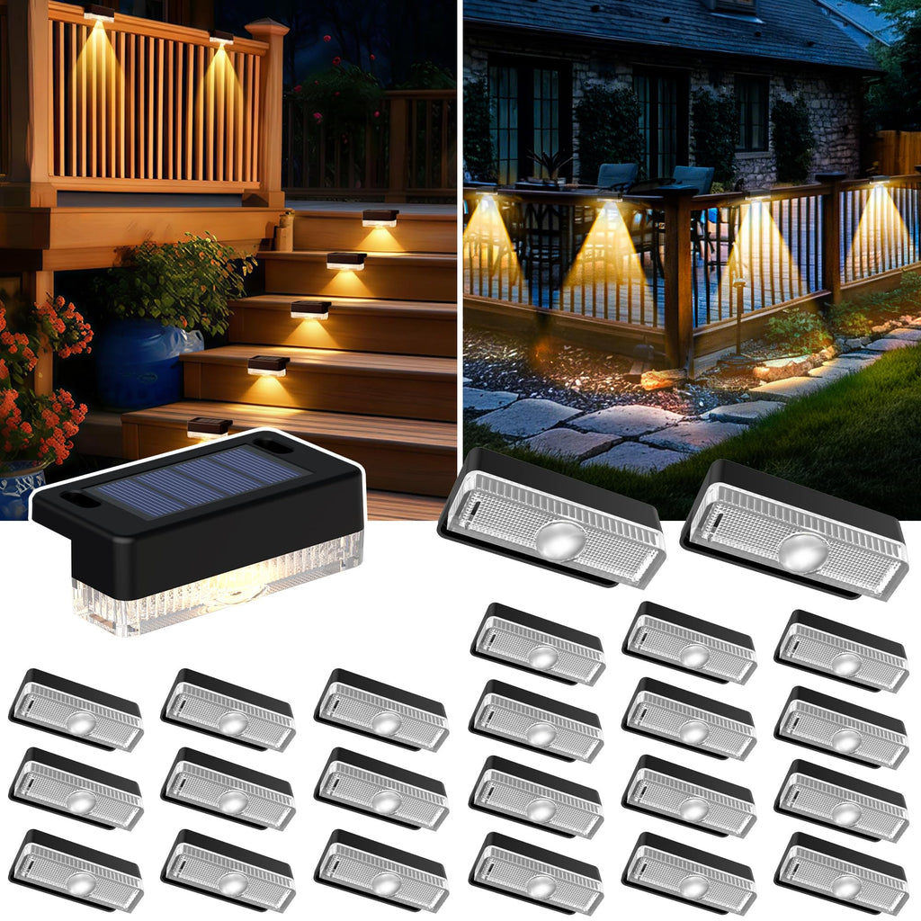 Solar Deck Lights, Solar Step Lights Outdoor Waterproof 24 Packs Warm White